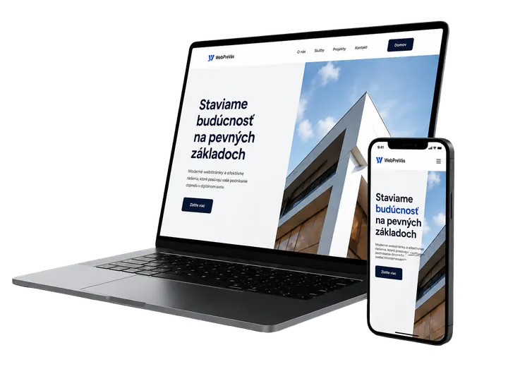 Web pre stavebnú firmu na notebooku a mobile