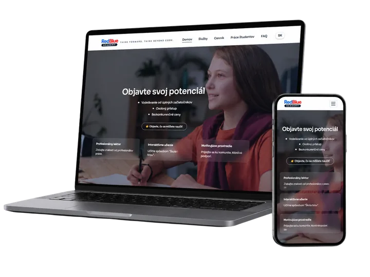 Web pre vzdelávaciu akadémiu na notebooku a mobile